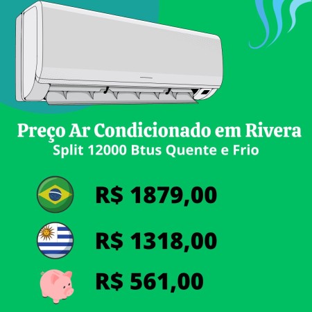 Preço ar condicionado 12000 Btus nos free shops de Rivera. 